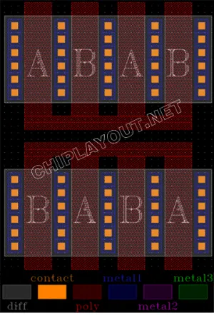 Gate 由 Poly 连接的 MOS 版图